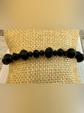 Black Faceted Bead Stretch Bracelet